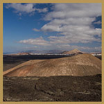 Volcano surrounded by cold lava